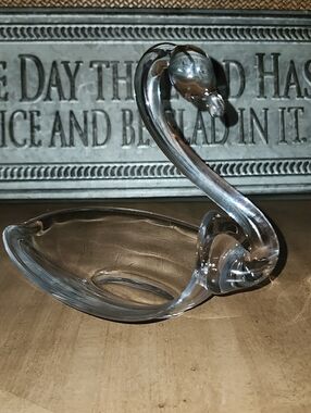 Clear Glass Swan Dish